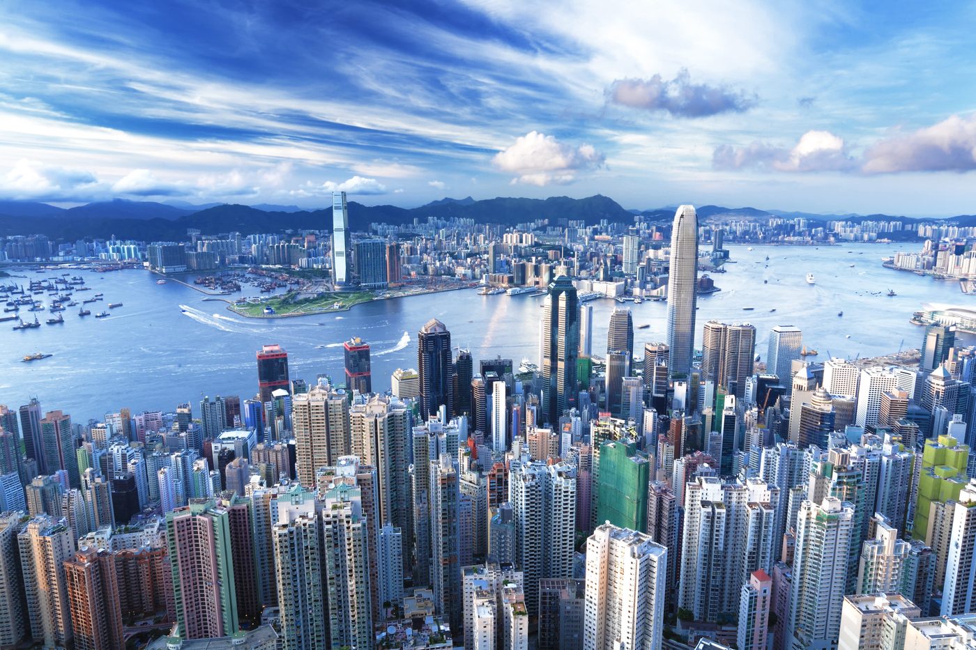Hong Kong skyline over Victoria Harbour